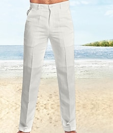 economico -Per uomo Pantaloni di lino Pantaloni Pantaloni estivi Pantaloni da spiaggia Gamba dritta Liscio Comfort Esterno Informale Giornaliero Misto cotone e lino Streetwear Moda Nero Bianco