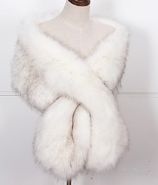 abordables -Etoles de Femme Cape Elégant Casual Quotidien Sans Manches Fausse Fourrure Boléros de Mariage Avec Couleur Pure Pour Mariage Printemps