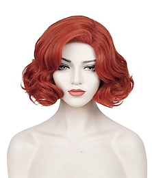 economico -parrucche corte rame rosso per donna anni '20 anni '20 anni '30 ricci sintetici auburn bob parrucca vintage costume cosplay di halloween