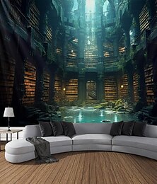 voordelige -onderwater bibliotheek hangend wandtapijt muurkunst groot wandtapijt muurschildering decor foto achtergrond deken gordijn thuis slaapkamer woonkamer decoratie