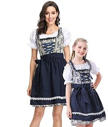 お買い得  -ハロウィーン Oktoberfest ドレス ギャザースカート トラックテンクライダー バイエルン メイド ドイツ語 ミュンヘン 伝統的な衣装のドレス メドウズ 女性用 女の子 伝統的なスタイルの布 ブラウス ドレス エプロン