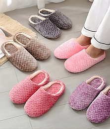 preiswerte -Damen Hausschuhe Slippers Fuzzy Slipper Hausschuhe Warme Hausschuhe Heim Täglich Feste Farbe Winter Flacher Absatz Runde Zehe Brautkleider schlicht Komfort Minimalismus Satin Halbschuhe Dunkelpink