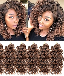 voordelige -8 inch kort krullend gehaakt haar voor zwarte vrouwen beach curl water wave krullend gehaakte vlechten haar diepe golf synthetische vlechten hair extensions