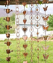 abordables -Campanas de viento, cadena de lluvia de metal, campanas de mariposa y tazas, colector de lluvia para canalón, decoración de techo, cadena de lluvia de drenaje de metal