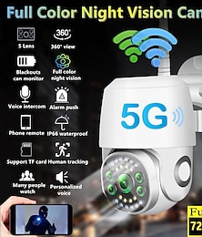 abordables -Dôme de vitesse sans fil HD 1080p/720p à cinq lentilles caméra ip wifi ptz interphone bidirectionnel vision nocturne couleur détection de mouvement 5g double bande ip66 caméra de surveillance