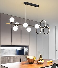 billige -led pendel lys kjøkkenøy lys svart gull 9 hode lineær lys belysning glasskule taklamper 4 lys pendelarmatur for restaurant spisestue stue bar 110-240v