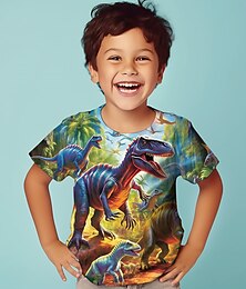 cheap -Boys 3D Graphic Animal Dinosaur T shirt Tee Short Sleeve 3D Print Summer Spring Active Sports Fashion Polyester Kids 3-12 Years Outdoor Casual Daily Regular Fit