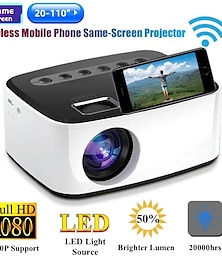 abordables -LED Mini Proyector Proyector de video para cine en casa 1080P (1920x1080) 320*240 400 30-80    1.2-1.6   16:943 ,,,5-2   0.26  114*91*51 lm Compatible con iOS y Android
