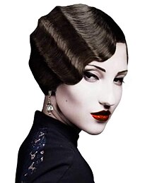economico -7 Colori Donne Parrucca Nera Bionda Marrone Dorato Rosa Blu Rossa Vino Parrucche Corte Ondulate Finger Wave Nuna Wigs Janet Collection Parrucca di Halloween