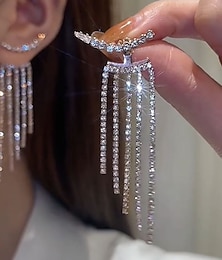 Χαμηλού Κόστους -Γυναικεία Κρεμαστά Σκουλαρίκια Πολυτελή Κοσμήματα Φούντα Πολύτιμος Στυλάτο Πολυτέλεια Σκουλαρίκια Κοσμήματα Ασημί Για Γάμου Πάρτι 1 ζευγάρι