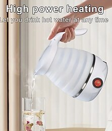 abordables -1 pc voyage bouilloire électrique pliante rapide ébullition belle conception pliable portable bouilloire électrique 600 ml ébullition protection à sec 100-240 v silicone de qualité alimentaire pliable
