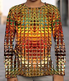 billiga -Pojkar 3D Grafisk 3D Print T-shirt Långärmad 3D-tryck Sommar Vår Höst Sport Mode Streetwear Barn 3-12 år Utomhus Ledigt Dagligen Normal