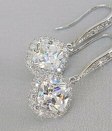cheap -Women's Zircon Earrings Fine Jewelry Classic Precious Stylish Simple Earrings Jewelry White For Wedding Party 1 Pair
