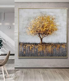 billiga -handgjord oljemålning canvas väggkonst dekoration modern abstrakt gyllene träd landskap för heminredning rullad ramlös osträckt målning