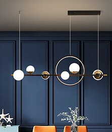 abordables -araña de globo de cristal colgante de oro negro decoración de luz 6 luz isla de cocina lámpara colgante para comedor dormitorio de hotel 110-240v