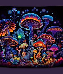 זול -blacklight שטיח uv תגובתי זוהר בחושך זוהר מסיבת ניאון פטריות פסיכדלי טריפי ערפילי תלוי שטיח קיר אמנות קיר ציור קיר לחדר שינה בסלון