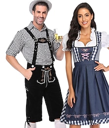 cheap -Oktoberfest Beer Costume Blouse / Shirt Dirndl Lederhosen Bavarian Couple Oktoberfest Couple German Munich Wiesn Men's Women's Traditional Style Cloth Blouse Dress Shorts