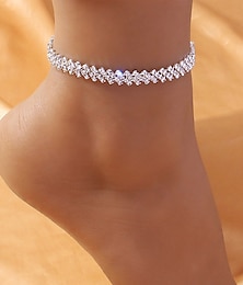 cheap -Anklet Personalized Stylish Artistic Women's Body Jewelry For Formal Date Classic Rhinestone Iron Gypsophila Silver