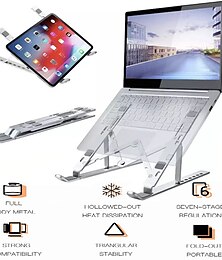 olcso -LP-01 Laptop állvány Alumínium ötvözet Hordozható Összecsukható Állítható szög Állítható magasság Ventilátor