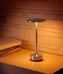 abordables -Lámpara de mesa inalámbrica de aluminio led tricolor atenuación táctil luz de noche de escritorio recargable lámpara de lectura led para restaurante hotel bar dormitorio decoración iluminación