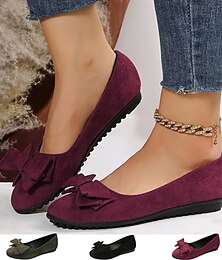 economico -Per donna Ballerine Sandali piatti Ballerine Taglie forti Esterno Giornaliero Tinta unica Fiocco Piatto Punta tonda Elegante Informale Comoda Footing Raso Mocassino Nero Rosso Verde