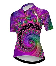 cheap -21Grams Women's Cycling Jersey Short Sleeve Bike Top with 3 Rear Pockets Mountain Bike MTB Road Bike Cycling Breathable Quick Dry Moisture Wicking Reflective Strips Violet Green Graphic Sports