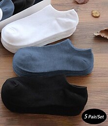 baratos -unissex 5 pares meias de tornozelo preto branco cinza cor no show meias lisas invisíveis meias de corte baixo casual diário básico médio quatro estações respirável