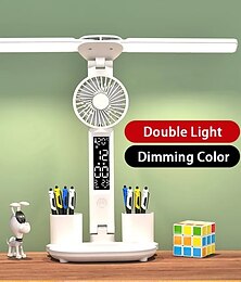 cheap -Double-headed Lighting LED Fan Rechargeable Table Lamp Eye Protection Learning Student Dormitory Plug-in Bedroom Smart Lamp