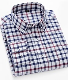 billiga -Herr Skjorta Button Down skjorta Icke-järnskjorta Oxford skjorta Pläd / Randig / Chevron Bröllop Kontor & Karriär Ljusgul Ljusrosa Ljusblå Ljusgrön Långärmad Tröjkrage Alla årstider Kläder Mönster