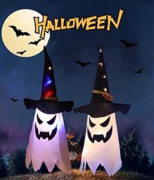 preiswerte -Halloween beleuchteter Geist LED blinkende Teufel Festival Dekoration leuchtender Zauberer Geisterhut Lichtdekoration hängende Laterne Halloween Dekoration Licht Party Bar Atmosphäre kleine Lichterkette Kürbis