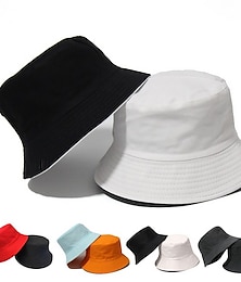 cheap -Men's Bucket Hat Sun Hat Fishing Hat Boonie hat Hiking Hat Orange / Blue Yellow / Blue Cotton Streetwear Stylish Casual Outdoor Daily Going out Plain UV Sun Protection Sunscreen Lightweight Quick Dry