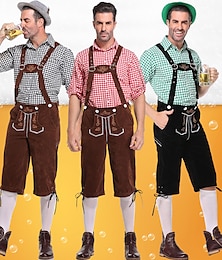 economico -Oktoberfest Lederhosen Camicia Cappello alpino Bavarese Bavarese Tedesco Monaco di Baviera Prati Per uomo Panno in stile tradizionale Blusa Shorts Cappello