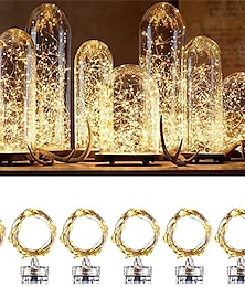 cheap -10pcs Waterproof LED Candles String Lights 1m 2m Copper Wire String Garland Submersible Vase Bottle Fairy Lamp for Christmas Wedding