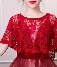 cheap -Women's Wrap Cape Vintage Elegant Sleeveless Polyester Wedding Wraps With Lace For Wedding Summer