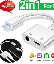 billiga -adapter & splitter för iphone hörlurar 2 i 1 dubbla gränssnitt för iphone laddare kabel aux audio adapter konverterare för iphone 13/12/11/x/xs/xr/8/7 ipad stöd samtal laddning