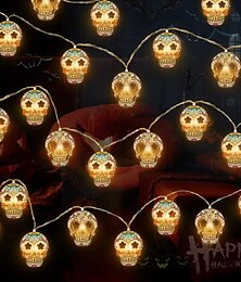 economico -Stringa Luminosa Di Halloween Teschi Dimmerabile Impermeabile Jack-o-lantern Luci Di Decorazione Per Feste Di Halloween 6m 40leds