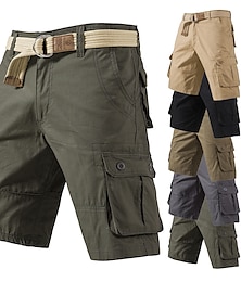 cheap -Men's Cargo Shorts Shorts Hiking Shorts Multi Pocket Plain Wearable Knee Length Outdoor Casual Daily 100% Cotton Sports Fashion Black Yellow