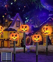 abordables -lumières solaires de patio en forme de citrouille maléfique, lueur effrayante pour votre décor extérieur de lanterne Jack O'Lantern, crâne de citrouille fantôme pour les vacances d'Halloween, de Thanksgiving