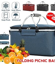 economico -24l picnic di alta qualità isolato manico pieghevole cestino da picnic più fresco campeggio cestino da picnic - cesto della spesa - cesto della biancheria - cesto del mercato - cesto in alluminio
