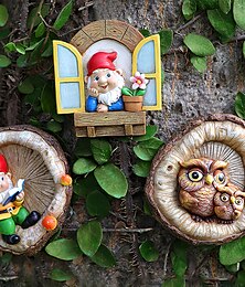 economico -gnomo da giardino statua elfo fuori dalla porta tree hugger garden peeker yard art albero scultura albero gnomo decorazione outdoor for patio yard prato portico ornamento