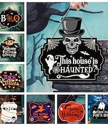 billiga -1st halloween trä väggskylt dödskalle träplakett hängande dekoration för ytterdörr skrämmande veranda dekor hängande present till bondgård hem bar utomhus inomhus rum dekor heminredning