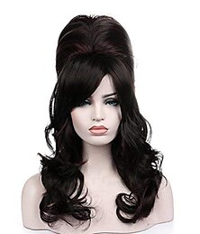 economico -parrucca da donna nera naturale a nido d'ape riccia ondulata lunga resistente al calore capelli sintetici parrucche per costume cosplay parrucca di carnevale