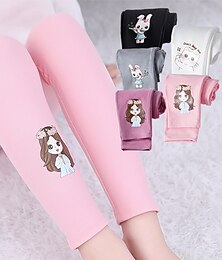 baratos -Infantil Para Meninas Leggings Gato Ativo Ao ar livre 7-13 anos Primavera Preto Branco Rosa