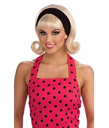 halpa -naisten 50-luvun käännettävä pääpanta puku peruukki juhlatarvikkeet blondi halloween cosplay -juhlaperuukit