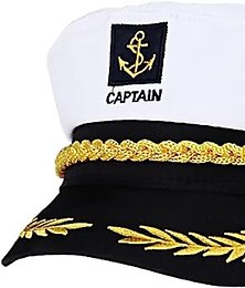 billige -Adult Yacht Boat Ship Sailor Captain Cosplay Costume Hat Cap Navy Marine Admiral(3 Colors)
