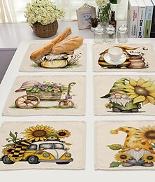 billiga -solrosor bordstabletter värmebeständig bondgård bord bord matta fläckbeständig bordstablett, bordstablett för bröllop kök matbord dekoration inomhus utomhus