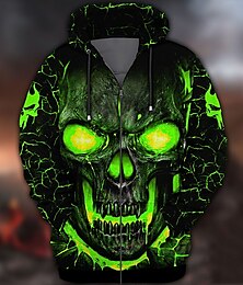 cheap -Men's Full Zip Hoodie Jacket Black Red Blue Purple Light Blue Hooded Skull Graphic Prints Zipper Print Sports & Outdoor Daily Sports 3D Print Streetwear Basic Casual Spring &  Fall Clothing Apparel