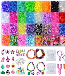 abordables -36 Cuadrículas Telar de Banda de Goma Tejedora de Arcoíris Banda de Goma DIY Juguete Educativo para Niños Pulsera de Tejer Regalo de Navidad