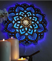 levne -mandala noční světlo dřevěná dekorativní lampa jóga pokoj led noční světlo vícevrstvé laserem řezané vyřezávané světelné nástěnné dekorace pro domácí obývací pokoj ložnice ornament 1ks