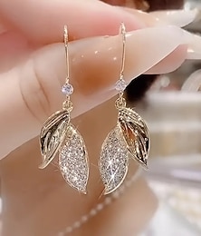 cheap -Women‘ Drop Earring Fine Jewelry Claic Leaf tylih imple Earring Jewelry Gold For Fall Wedding Party 1 Pair